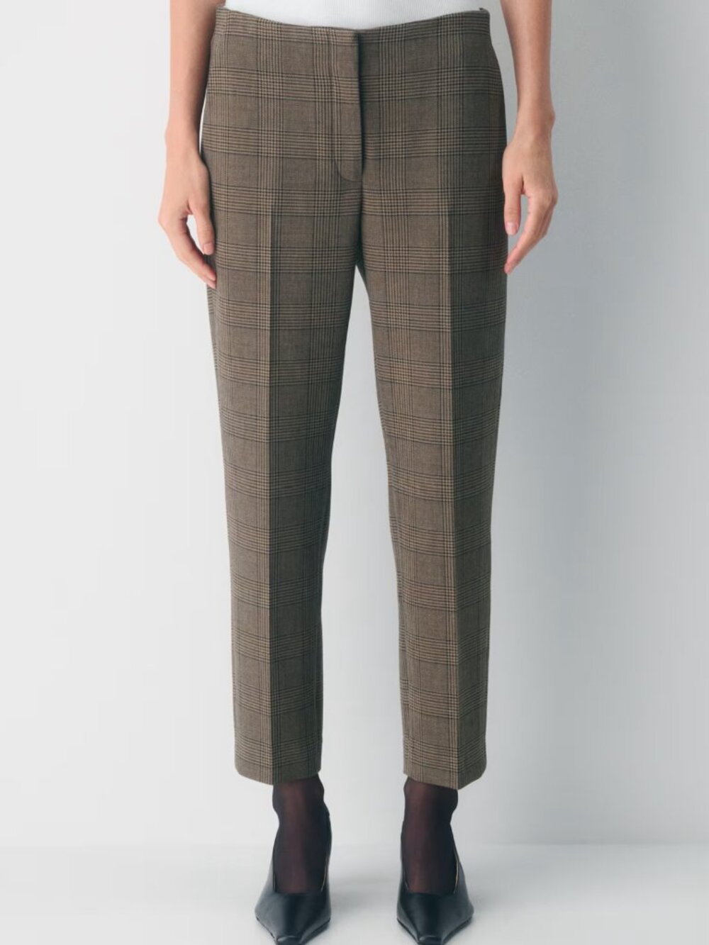Aritzia Babaton Markova Plaid Slim Trousers Brown Checkered Size 4